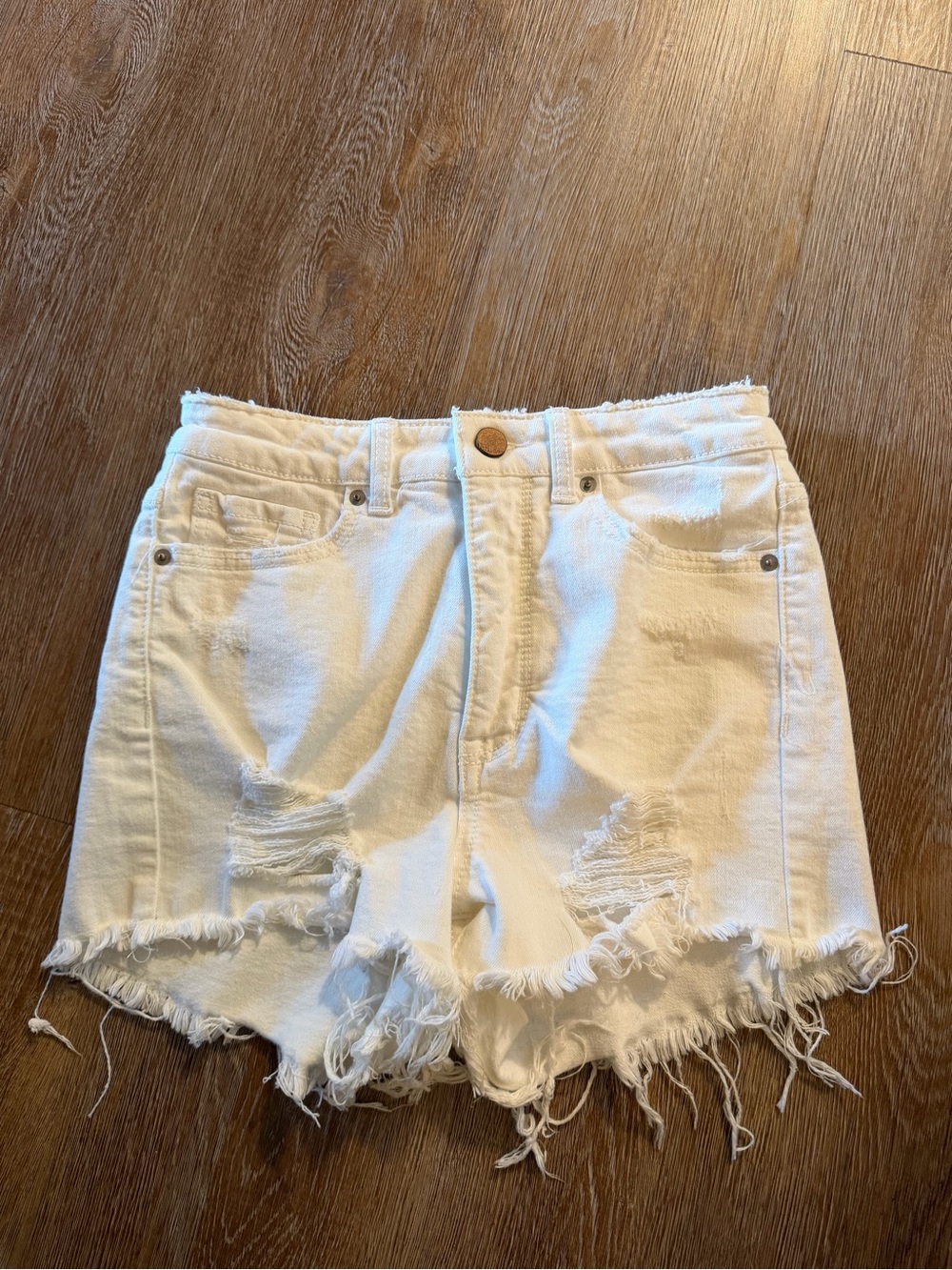 Buckle White Frayed High-Rise Jean Shorts